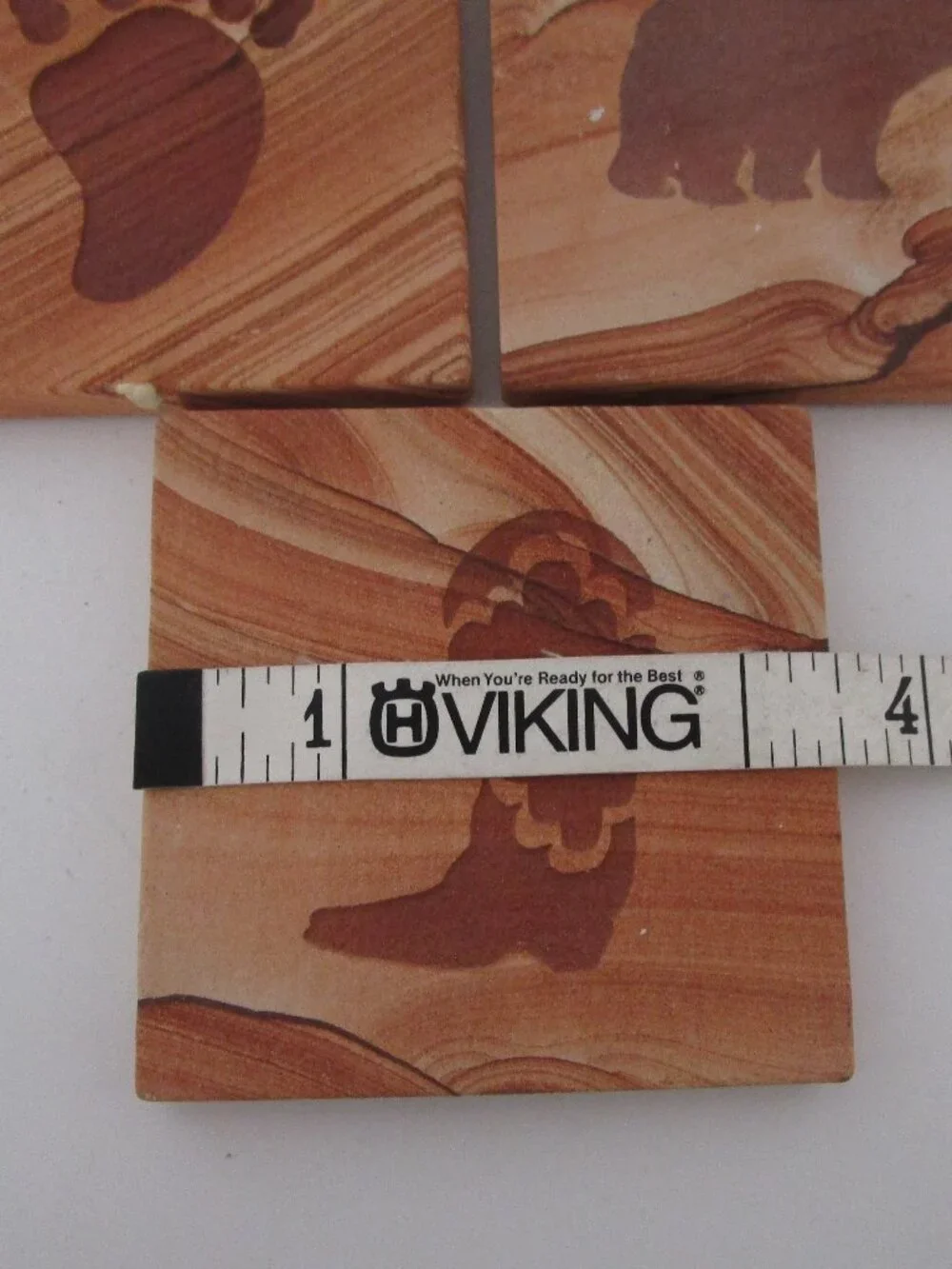 etched sandstone coaster set